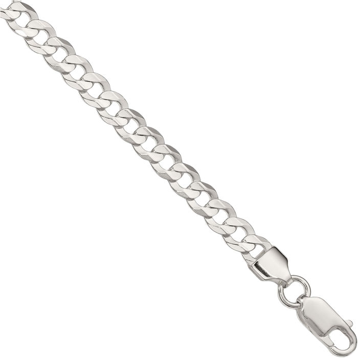 925 Sterling Silver 5.65mm Concave Curb Link Chain Bracelet