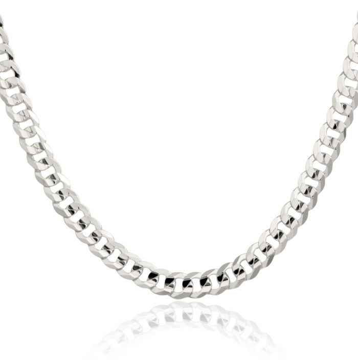 925 Sterling Silver 5.65mm Concave Curb Link Chain Necklace