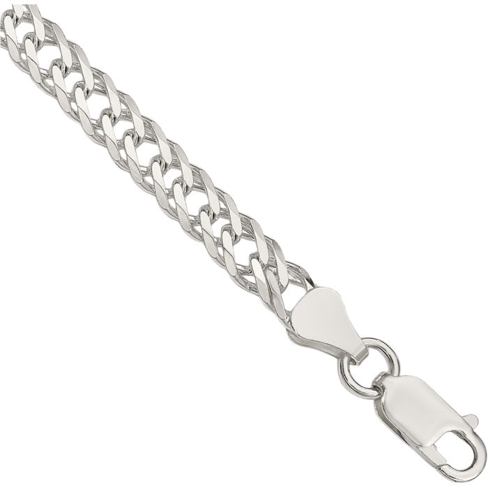 925 Sterling Silver 5.65mm 6 Side Double Curb Link Chain Bracelet