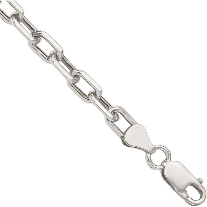 925 Sterling Silver 5.75mm Long Cable Rolo Link Chain Bracelet