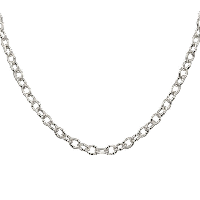 925 Sterling Silver 5.75mm Oval Cable Rolo Link Chain Belcher Necklace