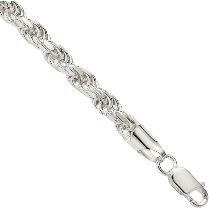 925 Sterling Silver 5.75mm Rope Chain Bracelet