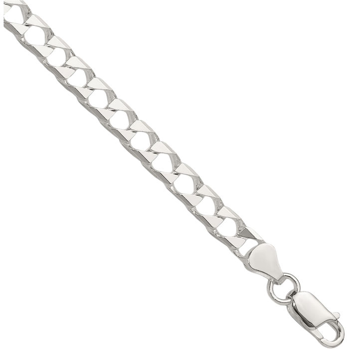 925 Sterling Silver 5.75mm Square Curb Link Chain Bracelet