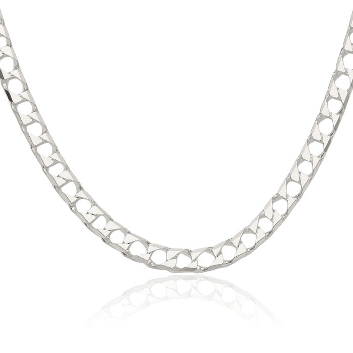 925 Sterling Silver 5.75mm Square Curb Link Chain Necklace