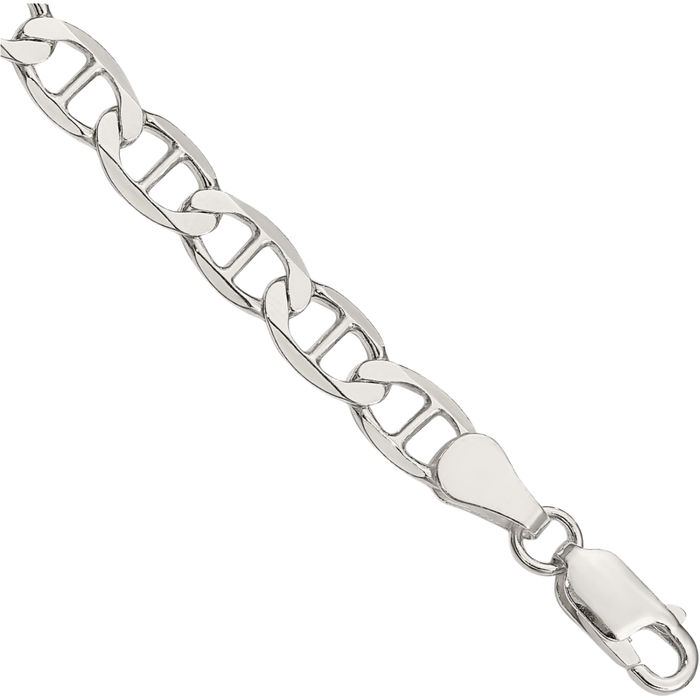 925 Sterling Silver 5.7mm Anchor Mariner Link Chain Bracelet