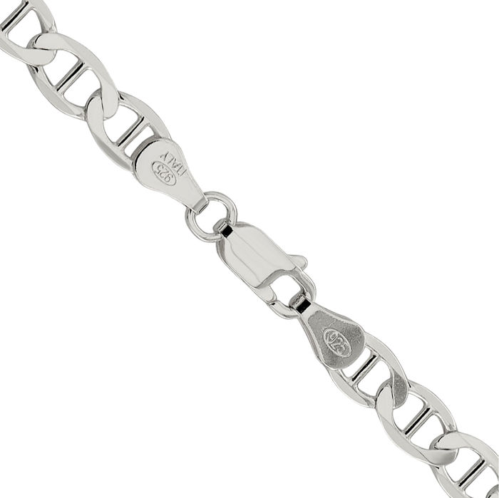 925 Sterling Silver 5.7mm Anchor Mariner Link Chain Necklace