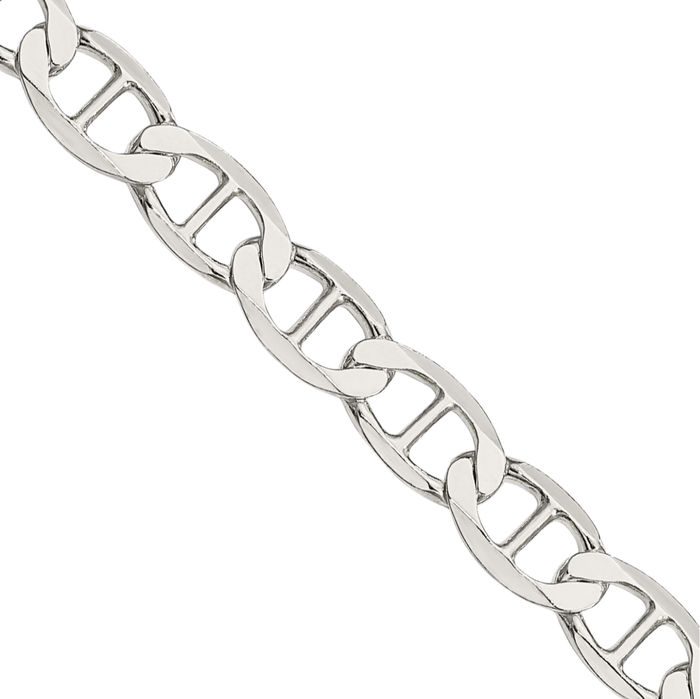 925 Sterling Silver 5.7mm Anchor Mariner Link Chain Necklace