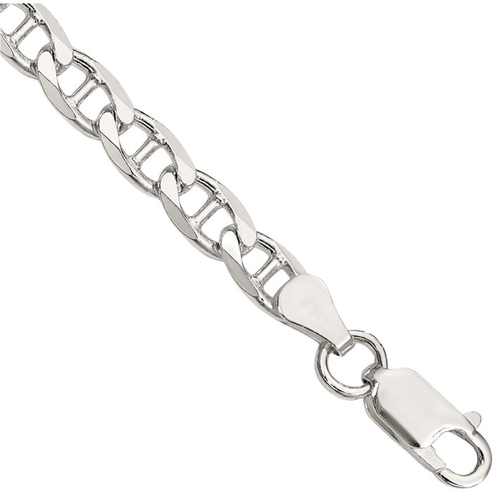 925 Sterling Silver 5.7mm Anchor Mariner Curb Link Chain Bracelet