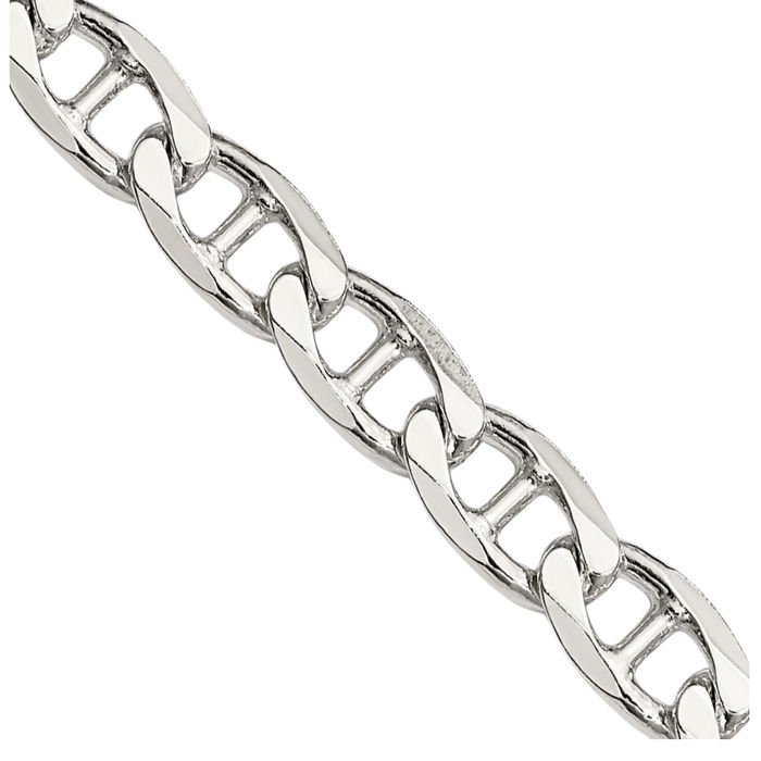 925 Sterling Silver 5.7mm Anchor Mariner Curb Link Chain Necklace