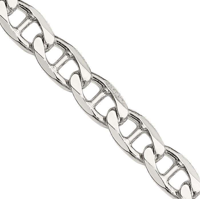 925 Sterling Silver 5.7mm Anchor Mariner Curb Link Chain Necklace