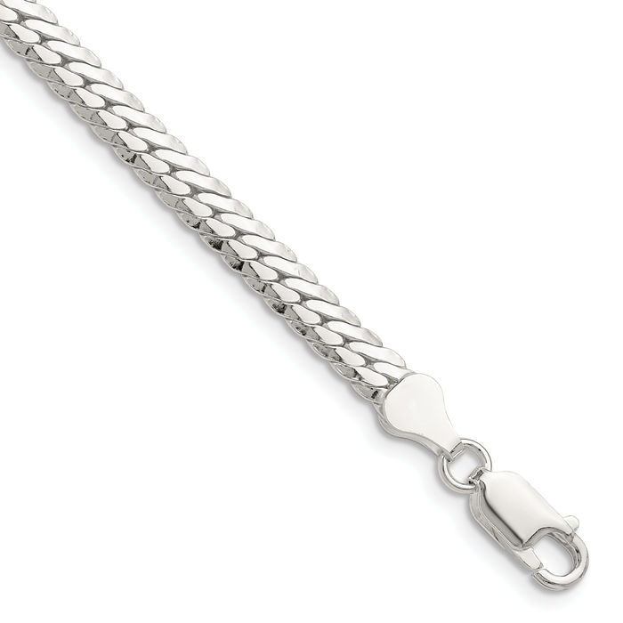 925 Sterling Silver 5.1mm Double Oval Chain Bracelet