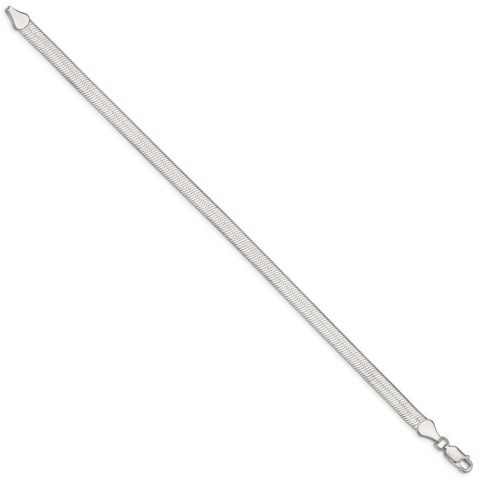 925 Sterling Silver 5.25mm Herringbone Chain Bracelet