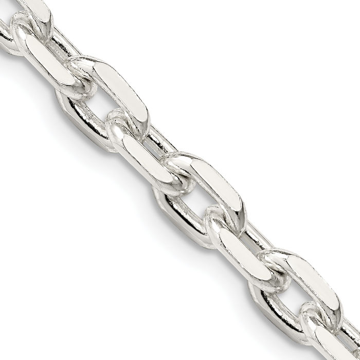 925 Sterling Silver 5.4mm Oval Cable Rolo Link Chain Belcher Necklace