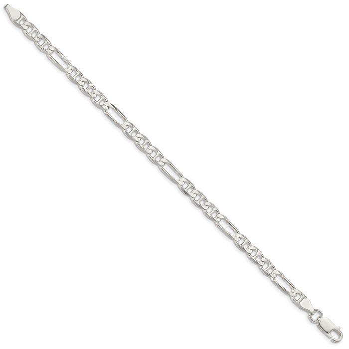 925 Sterling Silver 5.5mm Figaro Link Anchor Mariner Chain Bracelet