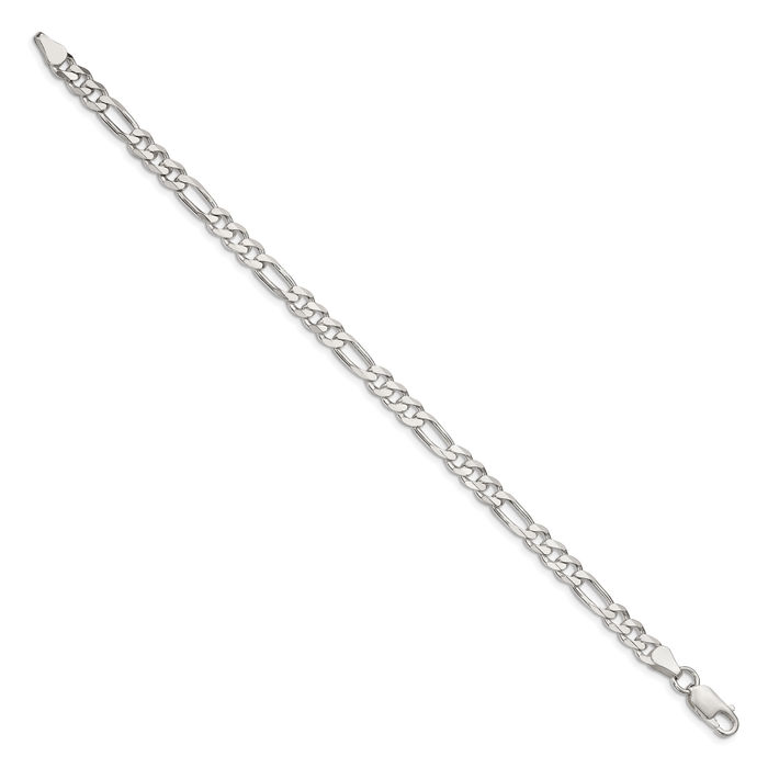 925 Sterling Silver 5.5mm Figaro Link Chain Bracelet