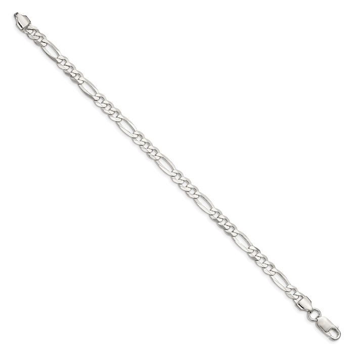 925 Sterling Silver 5.5mm Figaro Link Chain Bracelet