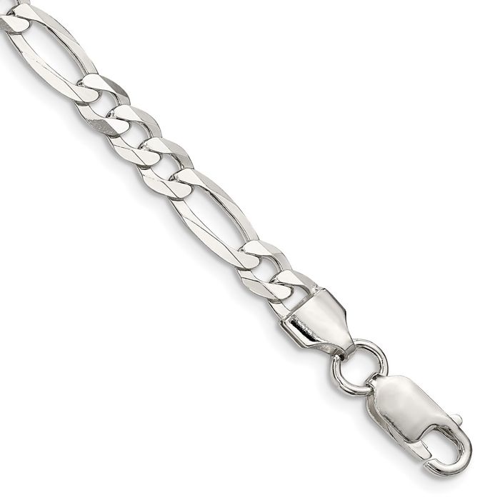 925 Sterling Silver 5.5mm Figaro Link Chain Bracelet