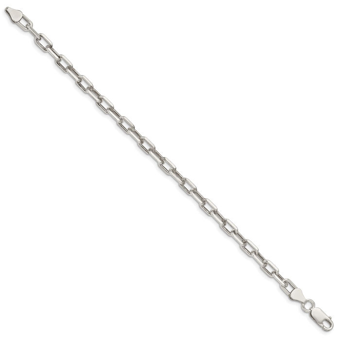 925 Sterling Silver 5.75mm Long Cable Rolo Link Chain Bracelet