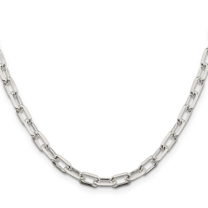 925 Sterling Silver 5.75mm Long Cable Rolo Link Chain Belcher Necklace