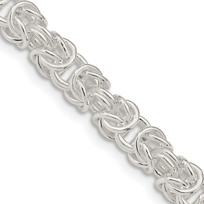 925 Sterling Silver 5.5mm Round Byzantine Link Chain Necklace