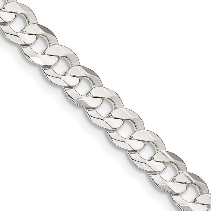 925 Sterling Silver 5.65mm Concave Curb Link Chain Necklace