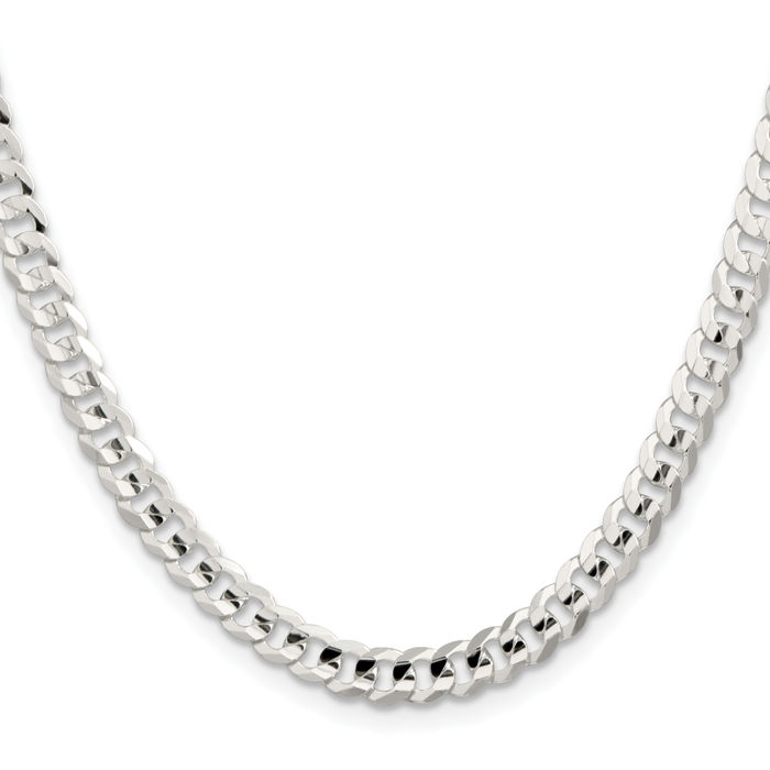 925 Sterling Silver 5.65mm Concave Curb Link Chain Necklace