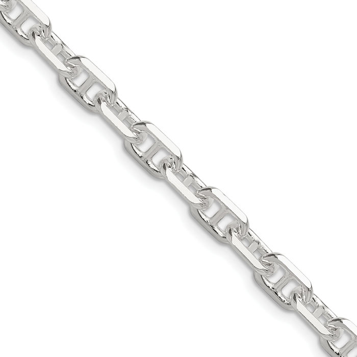 925 Sterling Silver 5.5mm Anchor Mariner Link Chain Necklace