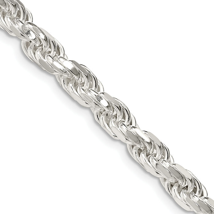 925 Sterling Silver 5.75mm Rope Chain Twisted Link Necklace