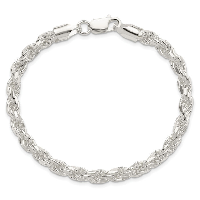 925 Sterling Silver 5.75mm Rope Chain Bracelet