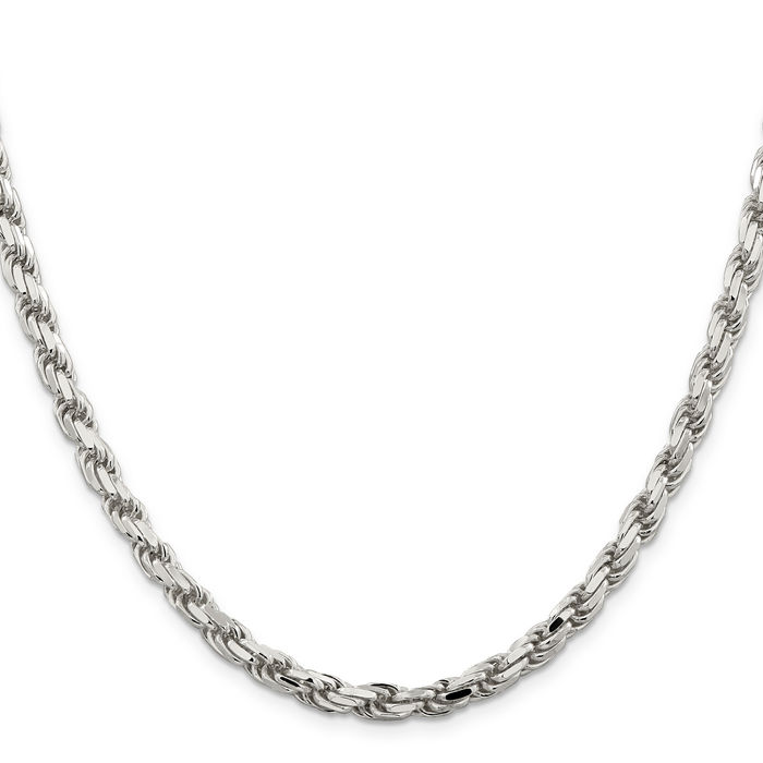 925 Sterling Silver 5.75mm Rope Chain Twisted Link Necklace