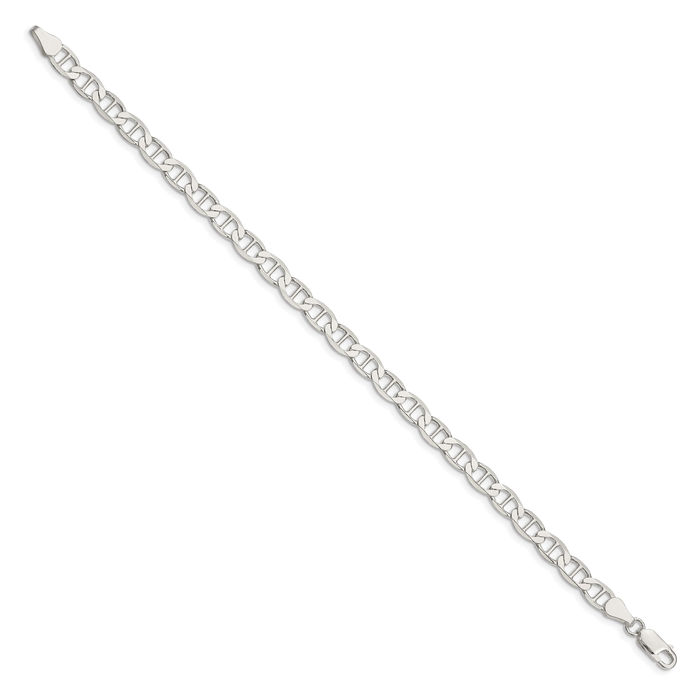 925 Sterling Silver 5.7mm Anchor Mariner Link Chain Bracelet