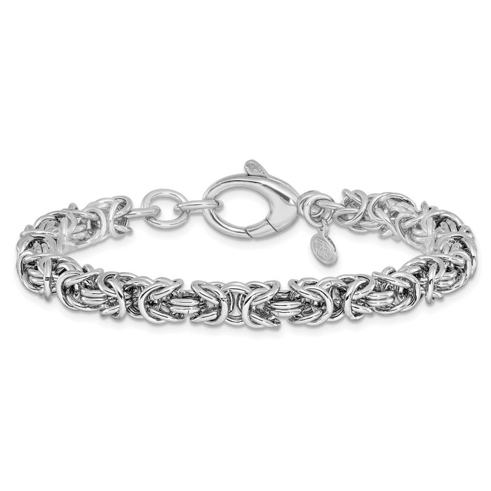 925 Sterling Silver Byzantine Link Chain Bracelet