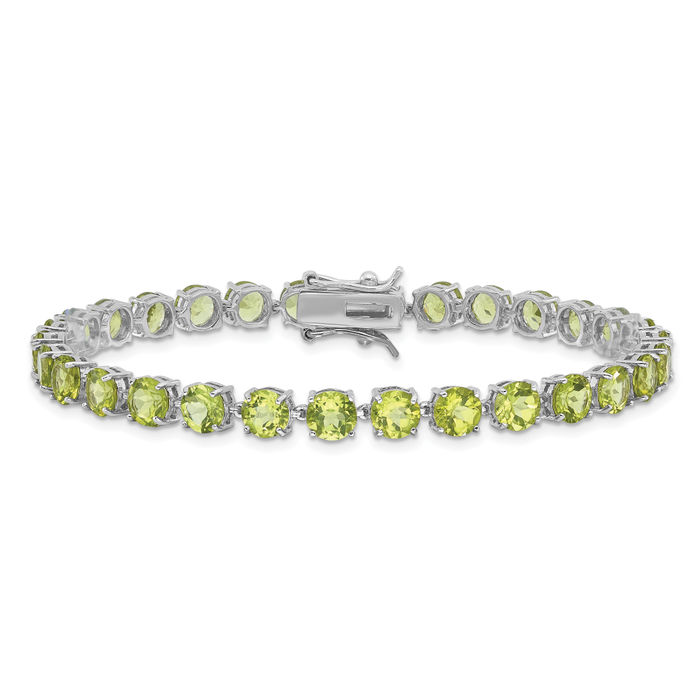 925 Sterling Silver 5mm Peridot Tennis Bracelet - Picture 11 of 12