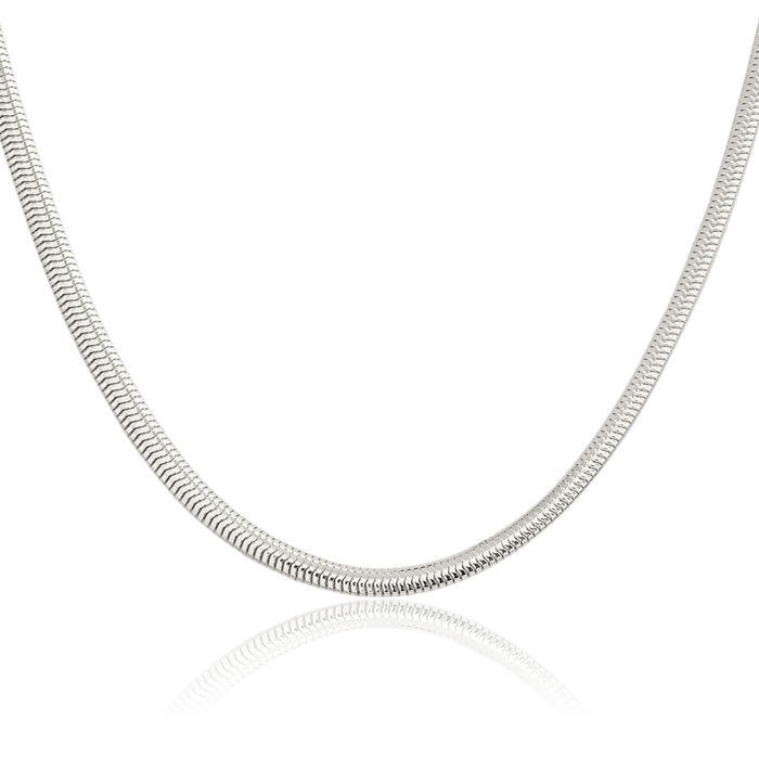 925 Sterling Silver 5mm 6 Sided Oval Cubetto Omega Snake Chain Herringbone Necklace