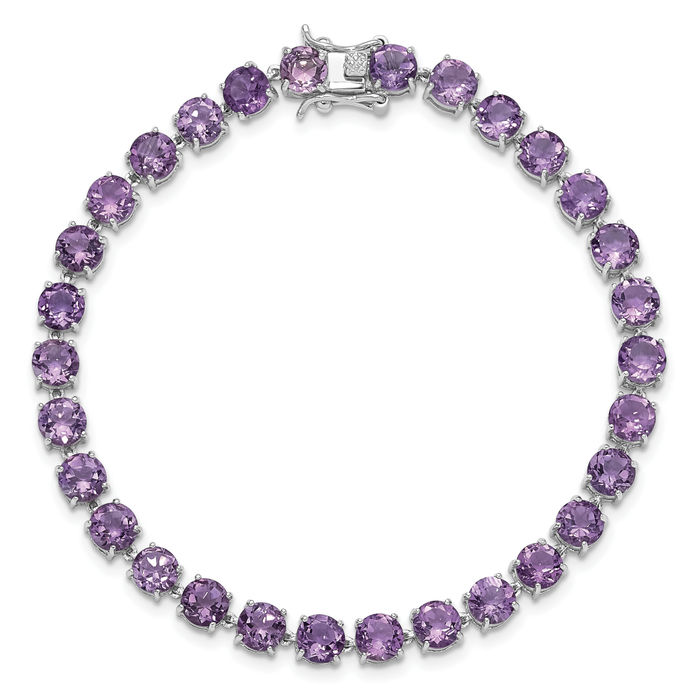 925 Sterling Silver 5mm Purple Amethyst Chain Gemstone Tennis Bracelet