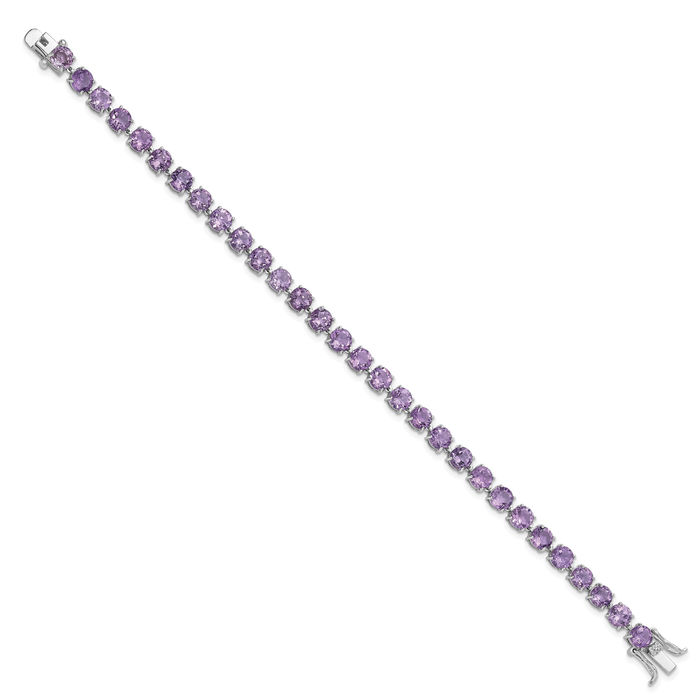 925 Sterling Silver 5mm Purple Amethyst Chain Gemstone Tennis Bracelet