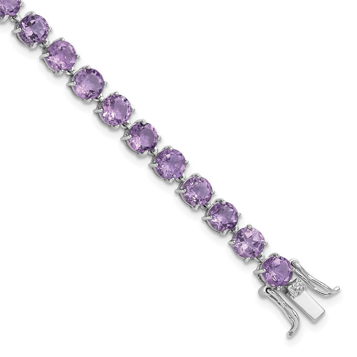 925 Sterling Silver 5mm Purple Amethyst Chain Gemstone Tennis Bracelet