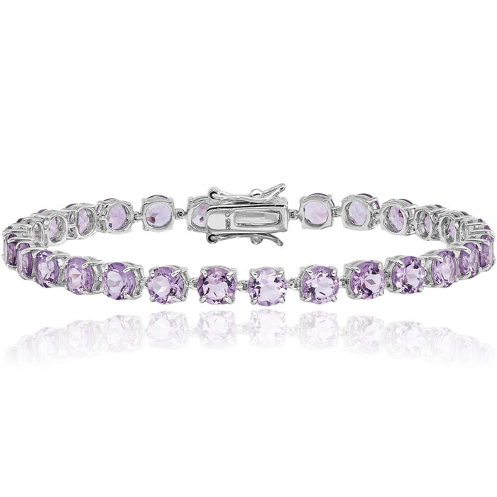 925 Sterling Silver 5mm Purple Amethyst Stone Chain Gemstone Tennis Bracelet