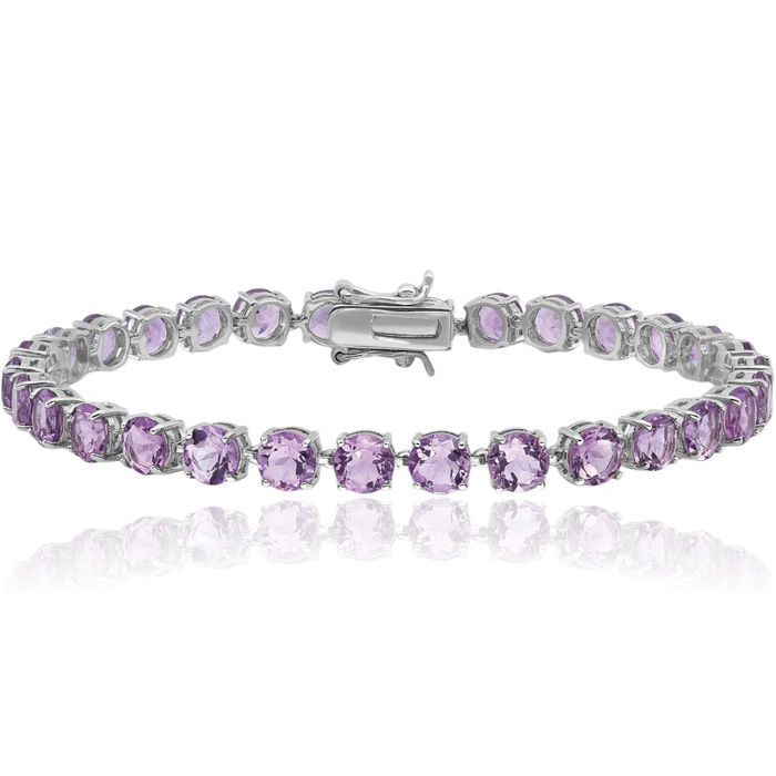 925 Sterling Silver 5mm Purple Amethyst Chain Gemstone Tennis Bracelet