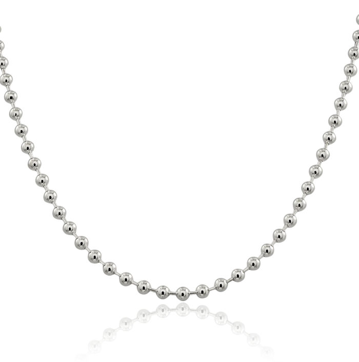 925 Sterling Silver 5mm Beaded Ball Chain Necklace