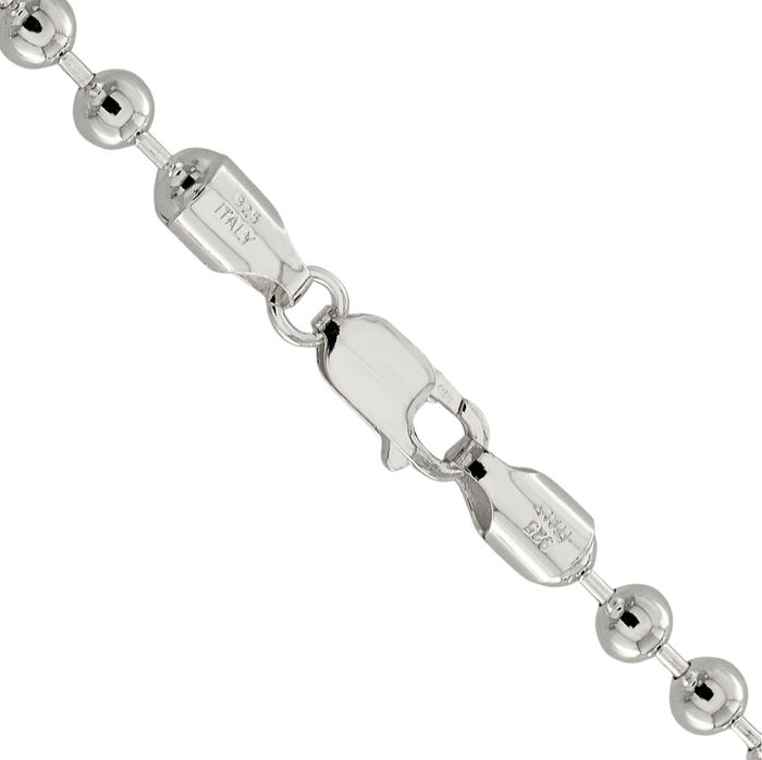 925 Sterling Silver 5mm Beaded Ball Chain Necklace