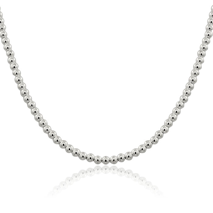 925 Sterling Silver 5mm Beads Box Link Chain Necklace