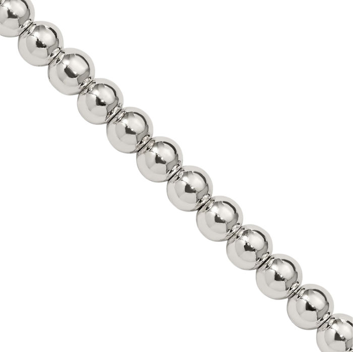 925 Sterling Silver 5mm Beads Box Link Chain Necklace