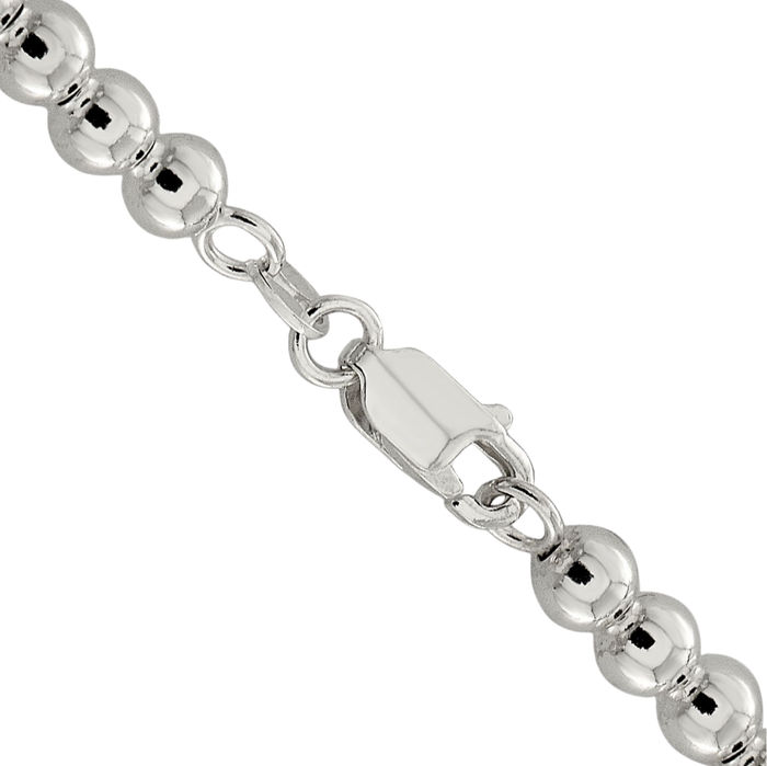 925 Sterling Silver 5mm Beads Box Link Chain Necklace