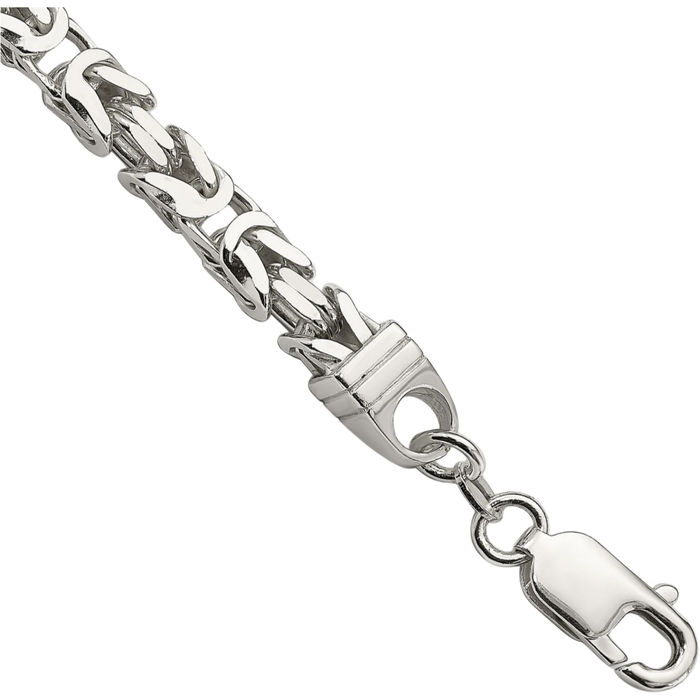 925 Sterling Silver 5mm Byzantine Link Chain Bracelet