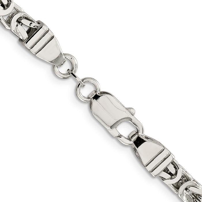 925 Sterling Silver 5mm Byzantine Link Chain Necklace Viking