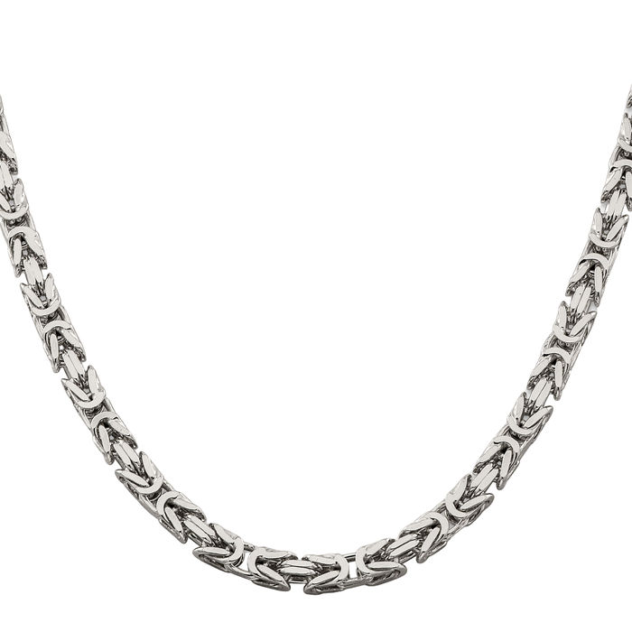 925 Sterling Silver 5mm Byzantine Link Chain Necklace Viking