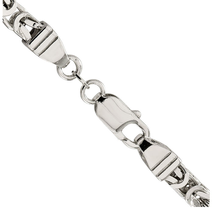 925 Sterling Silver 5mm Byzantine Link Chain Necklace