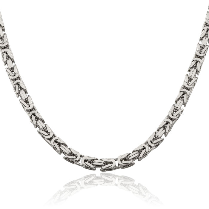 925 Sterling Silver 5mm Byzantine Link Chain Necklace Viking