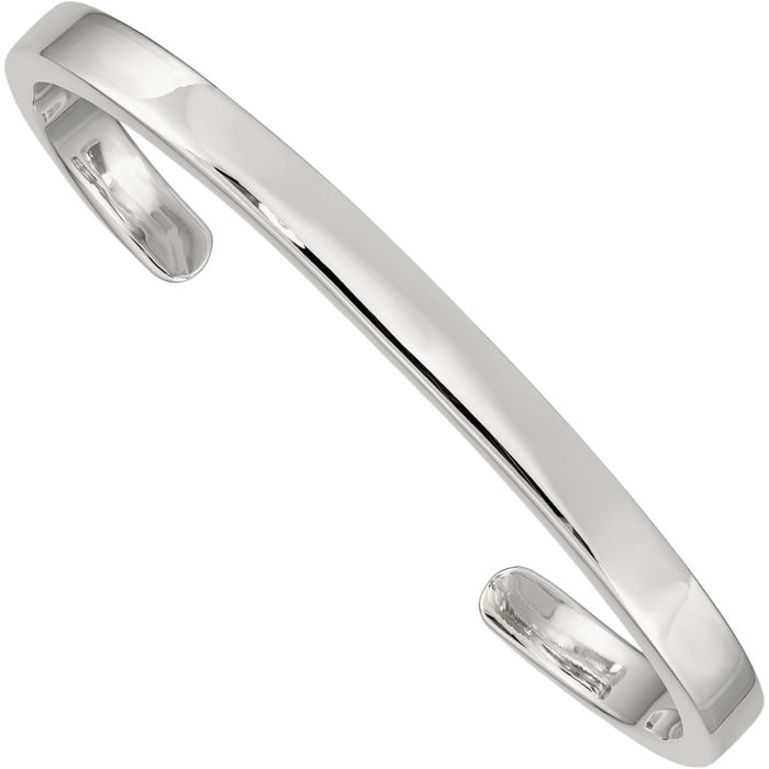 5mm Flat Sterling Silver Cuff Bracelet - 925 Sterling Silver - Size 7 -- outlets Silver Cuffs